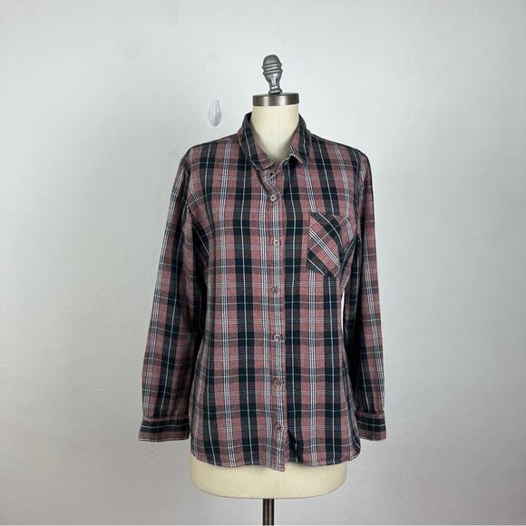 UGG Pink & Black Plaid Button Down Flannel - Picture 1 of 7